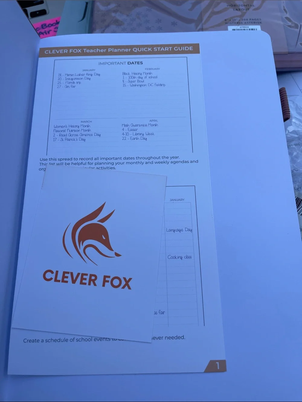 Brand new - clever fox teacher planner rose gold - undated large vertical layout